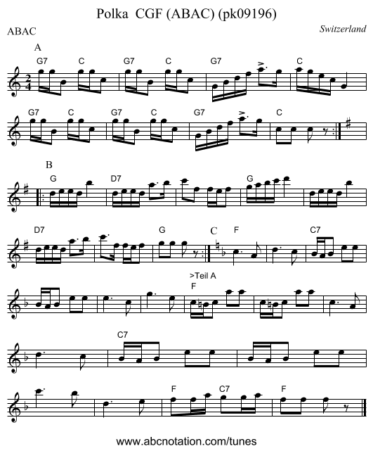 Polka  CGF (ABAC) (pk09196) - staff notation