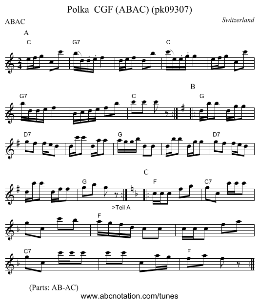 Polka  CGF (ABAC) (pk09307) - staff notation
