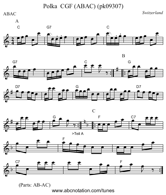 Polka  CGF (ABAC) (pk09307) - staff notation