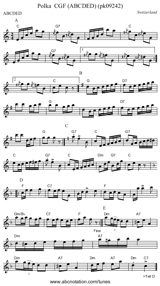 Polka  CGF (ABCDED) (pk09242) - staff notation
