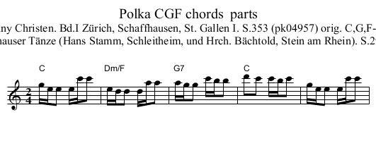 Polka CGF chords  parts - staff notation