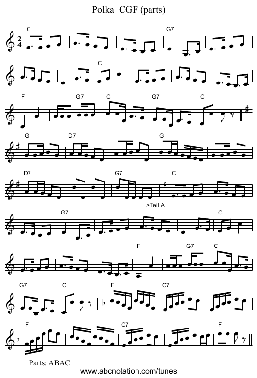 Polka  CGF (parts) - staff notation