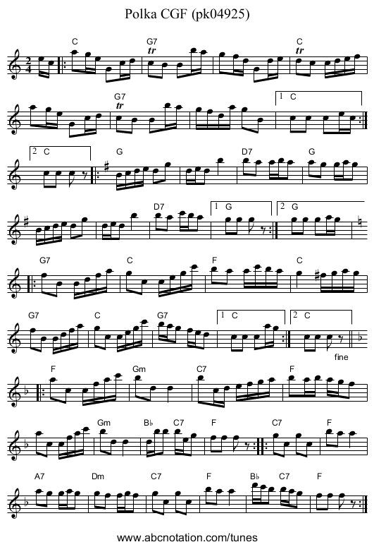 Polka CGF (pk04925) - staff notation