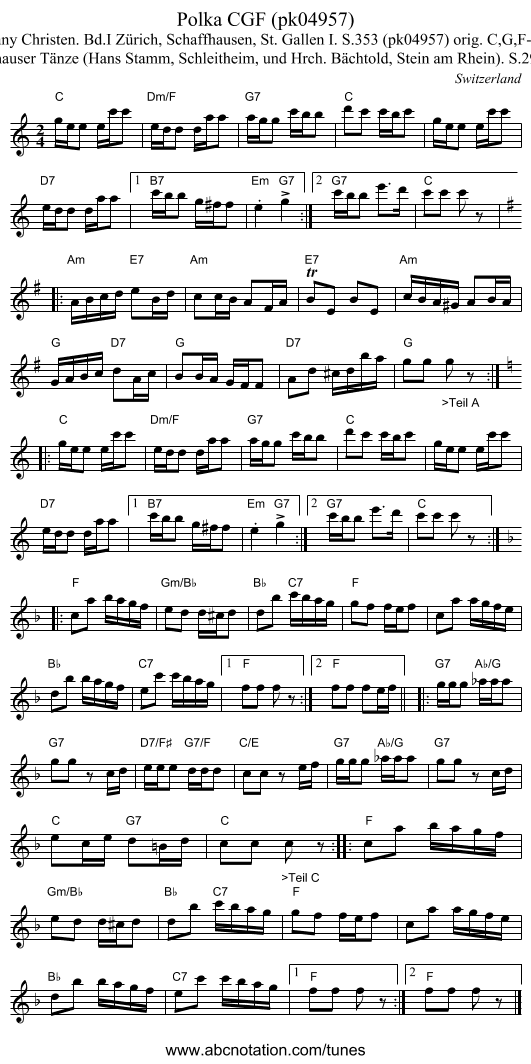 Polka CGF (pk04957) - staff notation