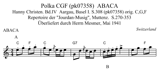 Polka CGF (pk07358)  ABACA - staff notation