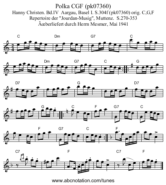 Polka CGF (pk07360) - staff notation