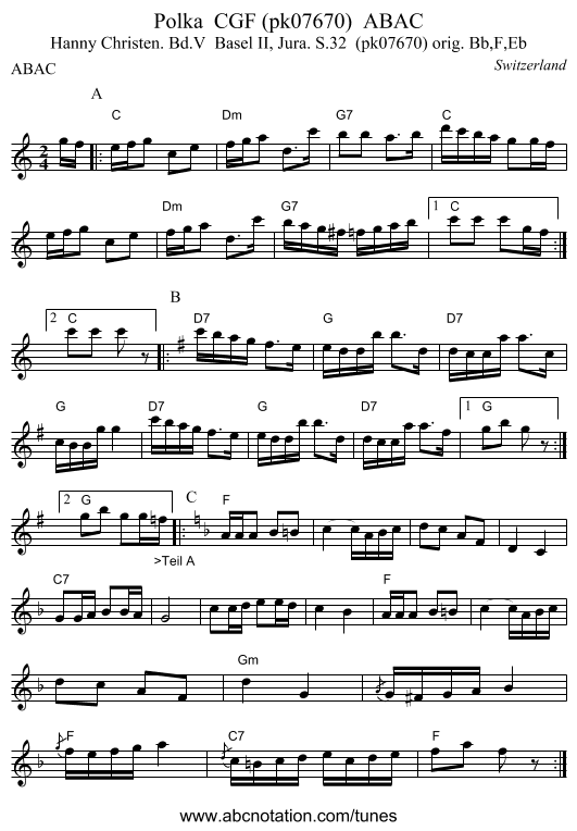 Polka  CGF (pk07670)  ABAC - staff notation