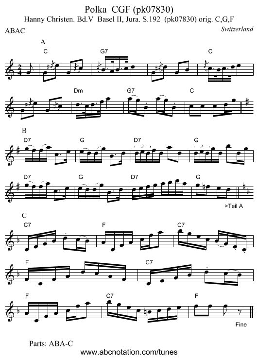 Polka CGF (pk07830) - staff notation