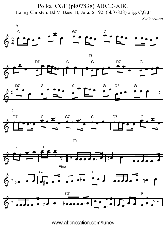 Polka CGF (pk07838) ABCD-ABC - staff notation