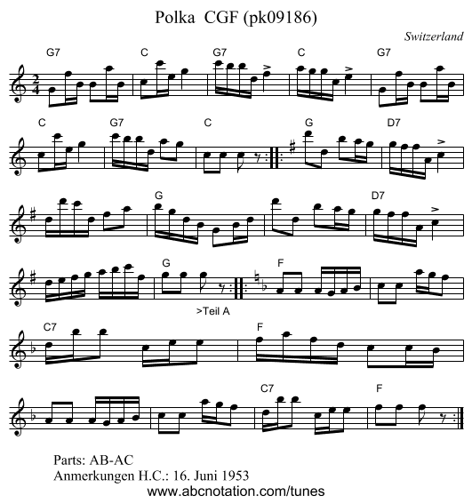 Polka CGF (pk09186) - staff notation