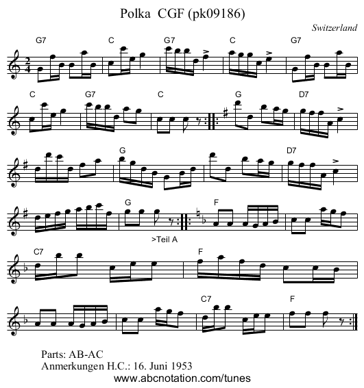 Polka  CGF (pk09186) - staff notation