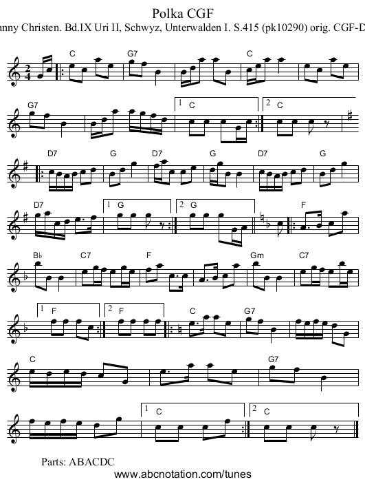 Polka CGF - staff notation