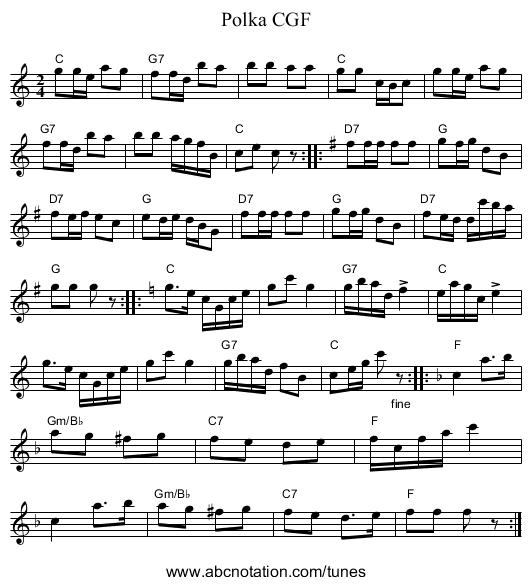 Polka CGF - staff notation