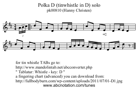 Polka D (tinwhistle in D) solo - staff notation