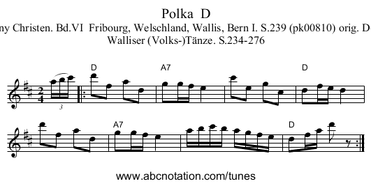 Polka  D - staff notation