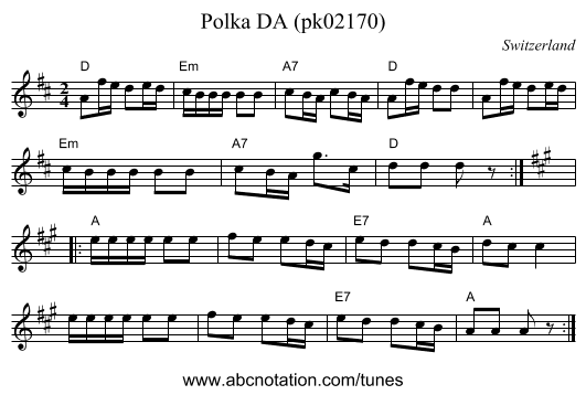 Polka DA (pk02170) - staff notation