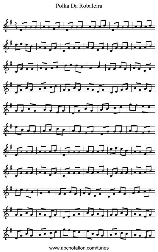 Polka Da Robaleira - staff notation