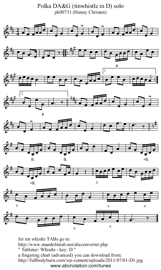 Polka DA&G (tinwhistle in D) solo - staff notation