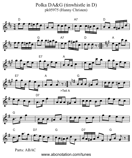 Polka DA&G (tinwhistle in D) - staff notation