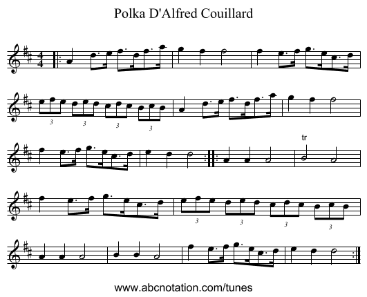 Polka D'Alfred Couillard - staff notation