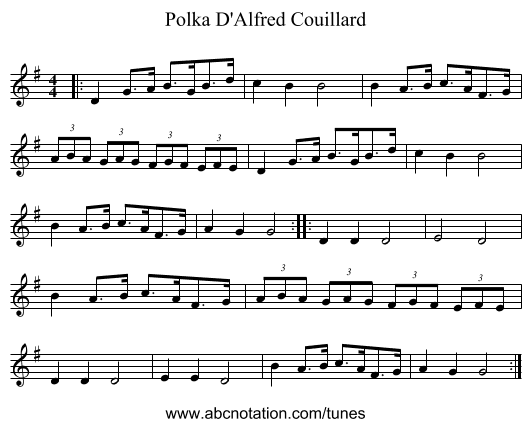 Polka D'Alfred Couillard - staff notation