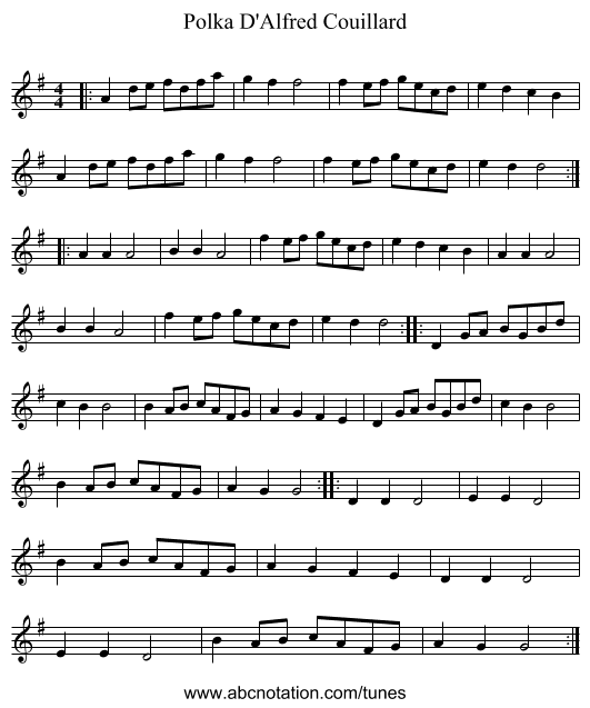 Polka D'Alfred Couillard - staff notation