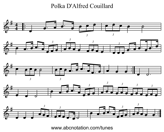 Polka D'Alfred Couillard - staff notation