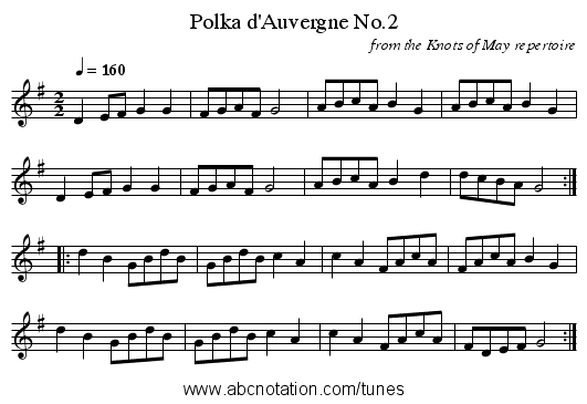 Polka d'Auvergne No.2 - staff notation