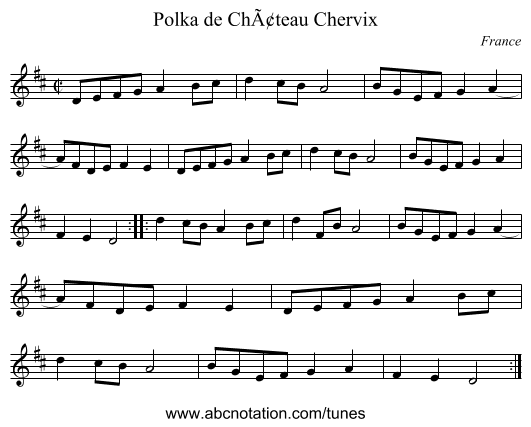 Polka de ChÃ¢teau Chervix - staff notation