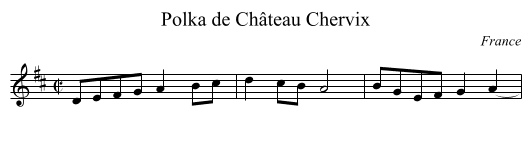 Polka de Château Chervix - staff notation