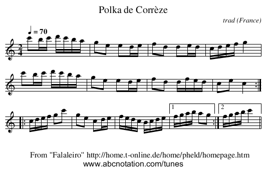 Polka de Corrèze - staff notation