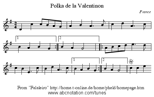 Polka de la Valentinon - staff notation