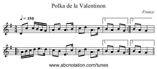 Polka de la Valentinon - staff notation