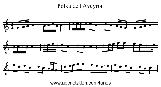 Polka de l'Aveyron - staff notation