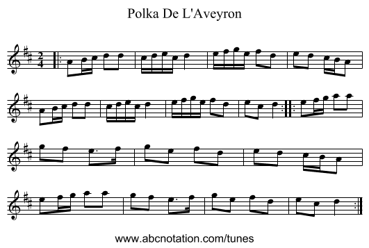 Polka De L'Aveyron - staff notation