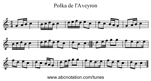 Polka de l'Aveyron - staff notation