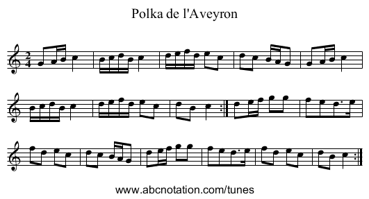 Polka de l'Aveyron - staff notation