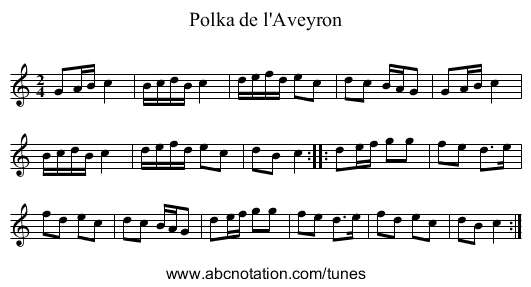 Polka de l'Aveyron - staff notation