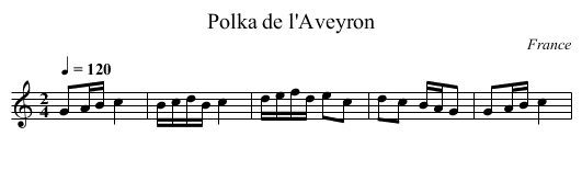 Polka de l'Aveyron - staff notation