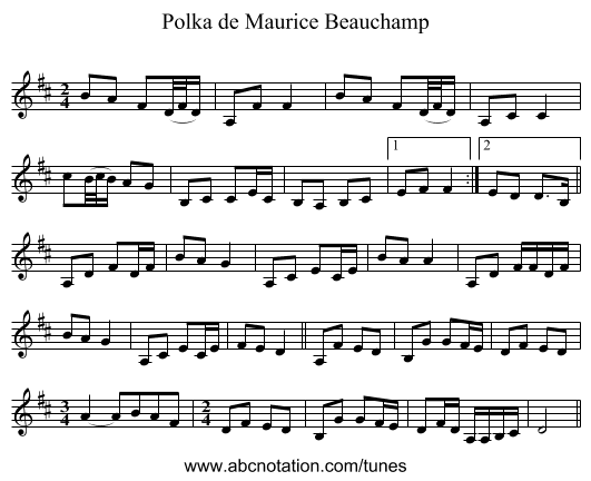 Polka de Maurice Beauchamp - staff notation