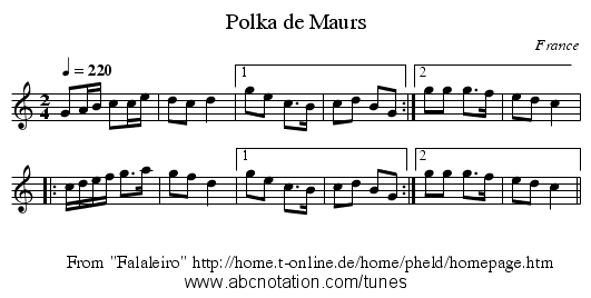 Polka de Maurs - staff notation
