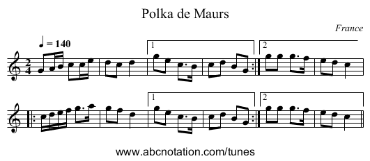 Polka de Maurs - staff notation
