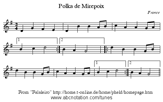 Polka de Mirepoix - staff notation