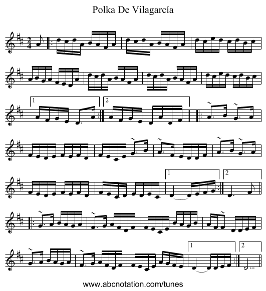Polka De Vilagarcía - staff notation
