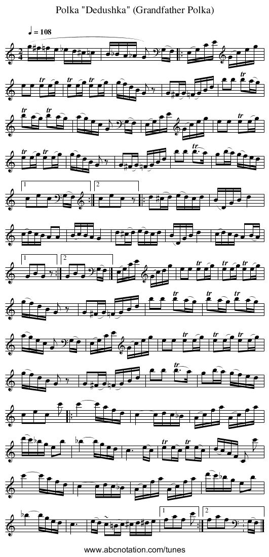 Polka Dedushka (Grandfather Polka) - staff notation