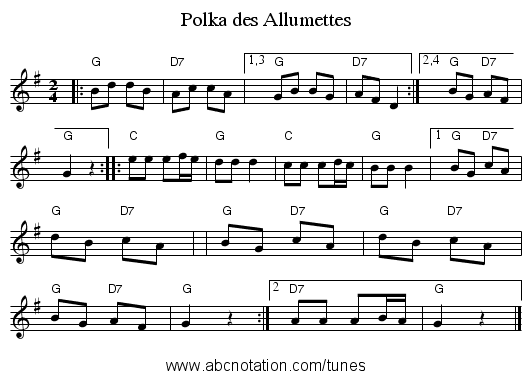 Polka des Allumettes - staff notation
