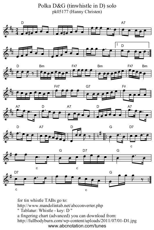 Polka D&G (tinwhistle in D) solo - staff notation