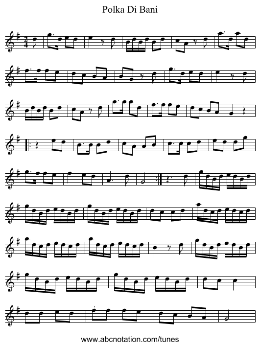 Polka Di Bani - staff notation