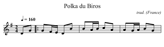 Polka du Biros - staff notation