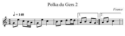 Polka du Gers 2 - staff notation